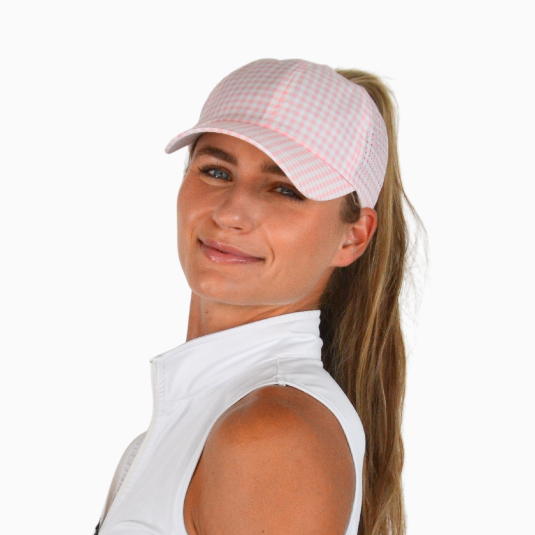 Gingham Print, Sun Goddess Cap, Tuck-In Strap UPF 50+ - VIMHUE
